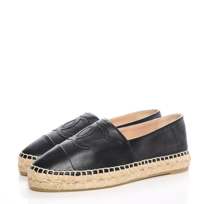 Chanel Lambskin CC Espadrilles 36 Black 3 of 10