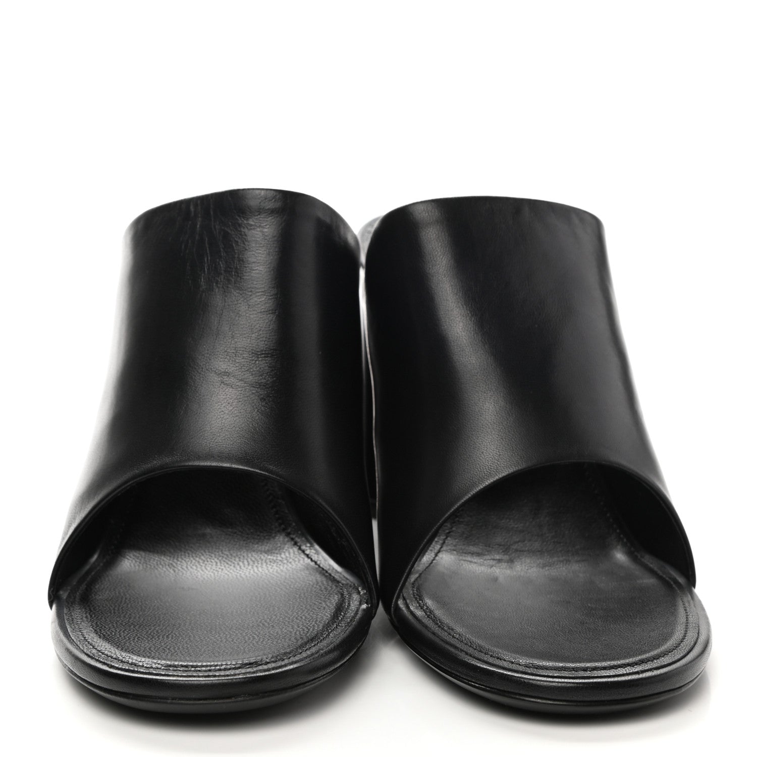 Balenciaga Shiny Sheepskin Oval 90mm Mule Pump 39 Black White 2 of 13