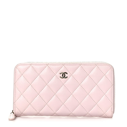 Chanel Caviar Quilted Large Gusset Zip Around Wallet Pink 1 of 8