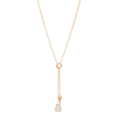 Hermes 18K Rose Gold Diamond PM Kelly Clochette Necklace 1 of 5
