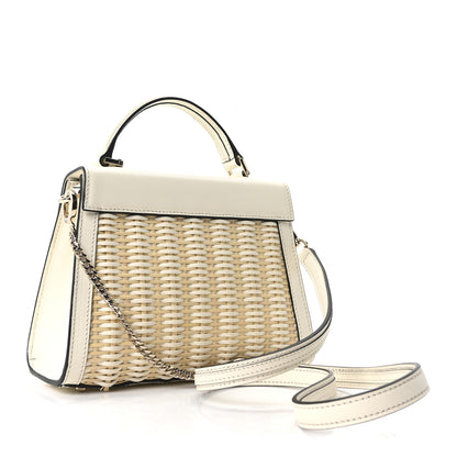 Valentino Garavani Wicker Calfskin Small VSling Top Handle Bag Natural White 3 of 9