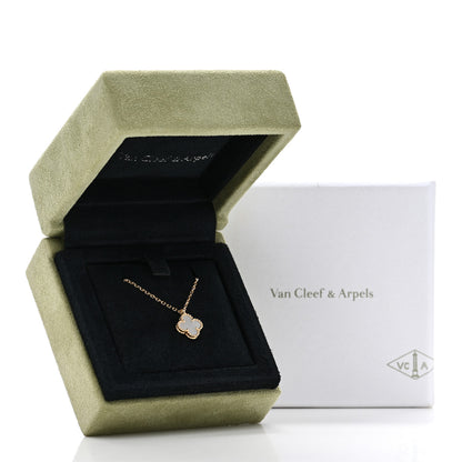 Van Cleef & Arpels 18K Yellow Gold Mother of Pearl Sweet Alhambra Pendant Necklace 6 of 6