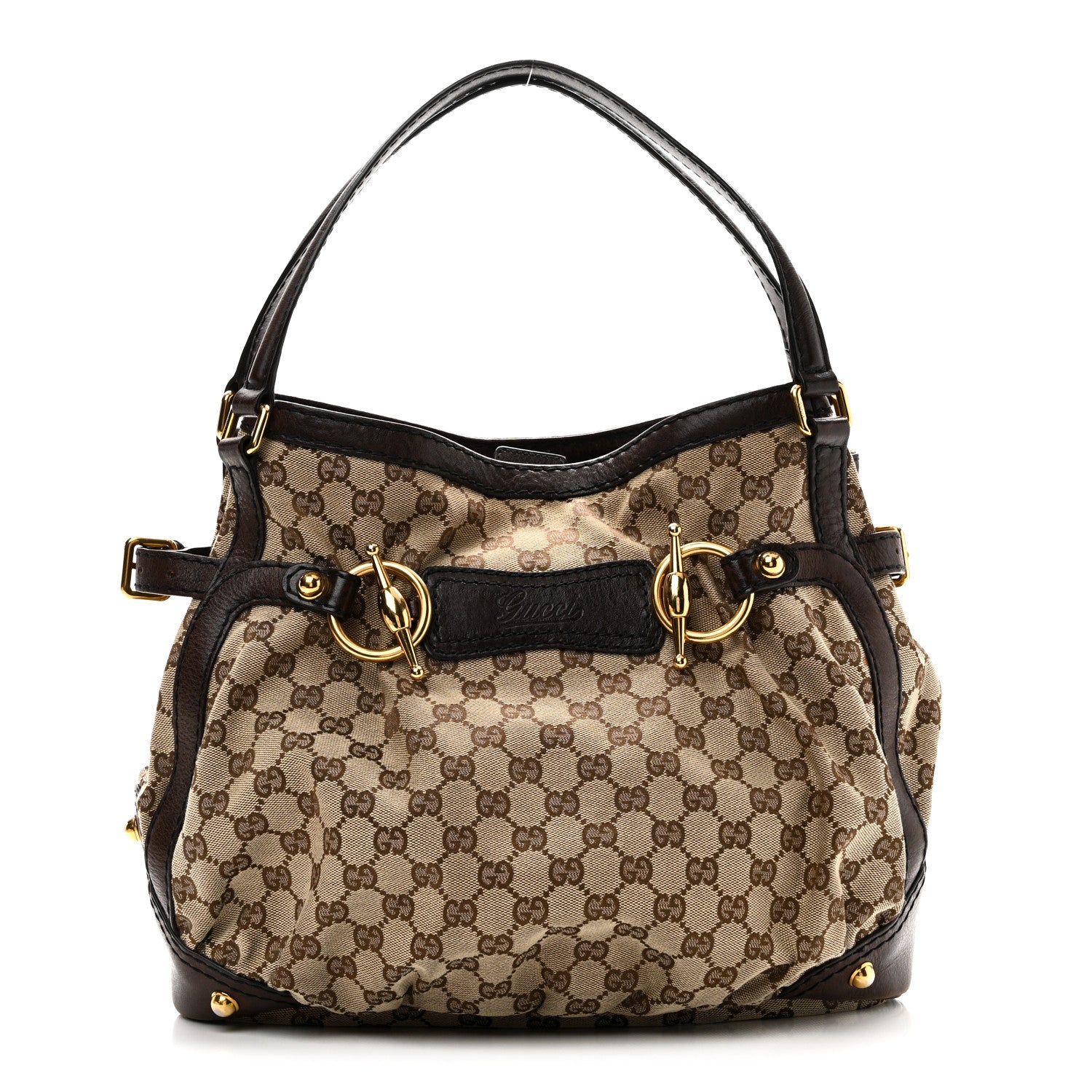 Gucci Monogram Medium Jockey Tote Dark Brown 1 of 10