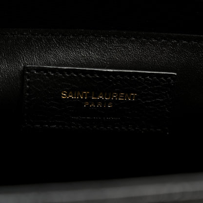 Saint Laurent Grain De Poudre Textured Mixed Matelasse Triquilt Medium Monogram Satchel Black 6 of 11