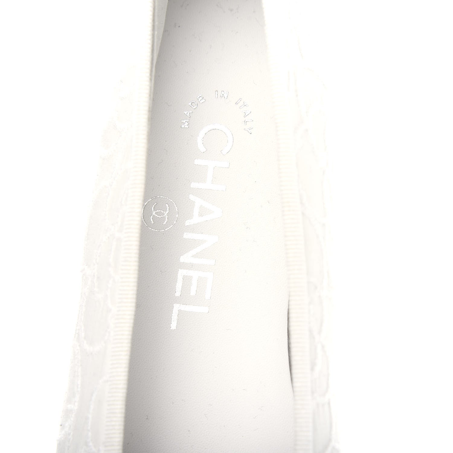 Chanel Fabric Camellia Embroidered Cap Toe Ballerina Flats 37 White Black 8 of 10