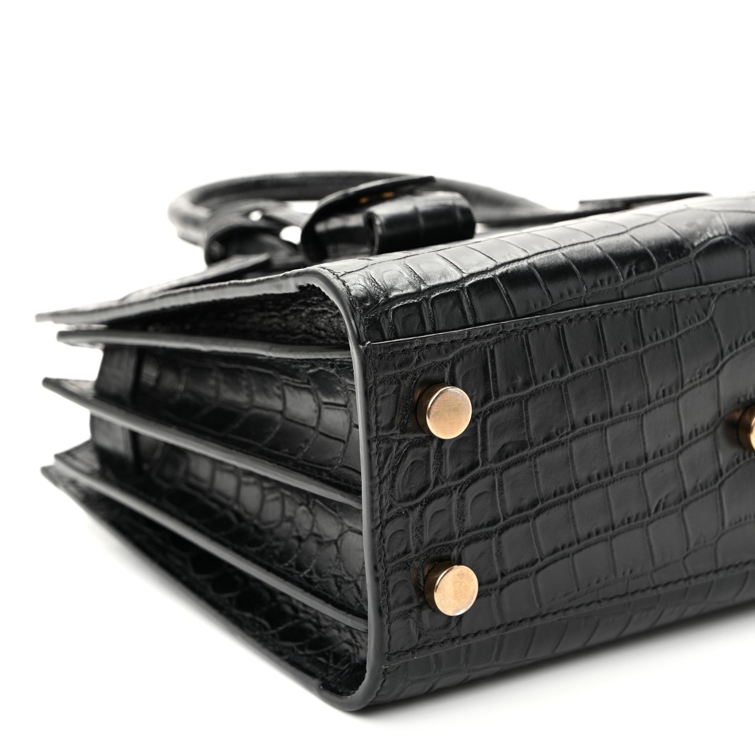 Saint Laurent Calfskin Crocodile Embossed Nano Sac De Jour Black 9 of 10
