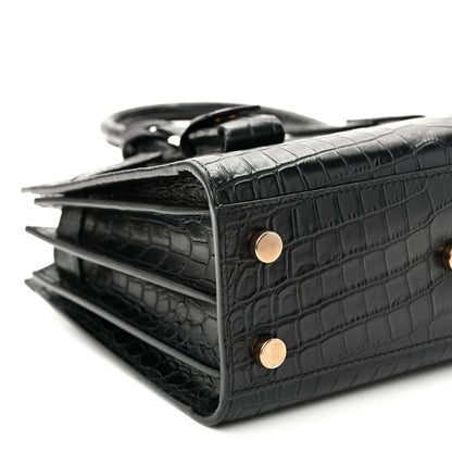 Saint Laurent Calfskin Crocodile Embossed Nano Sac De Jour Black 9 of 10