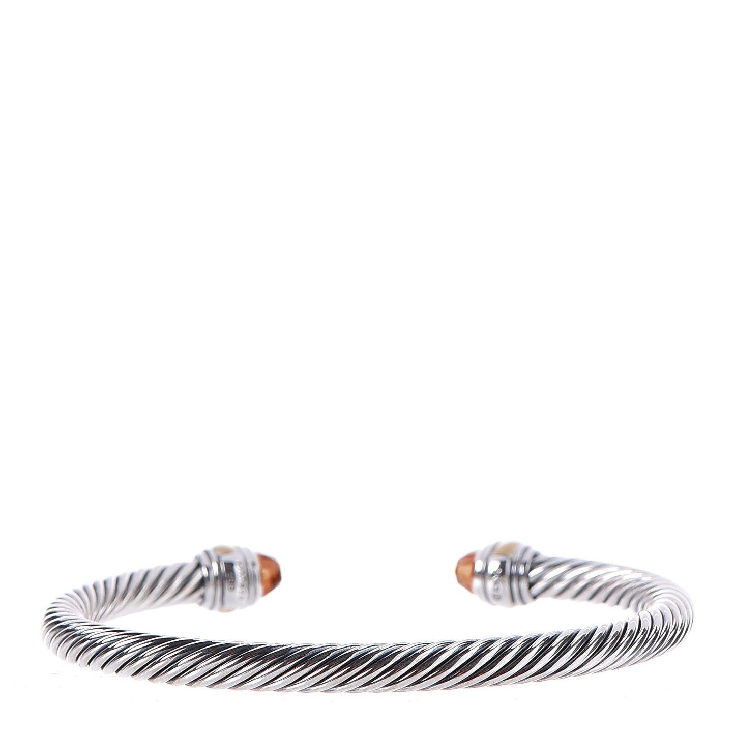 Sterling Silver 14K Yellow Gold Citrine 5mm Cable Classics Bracelet M