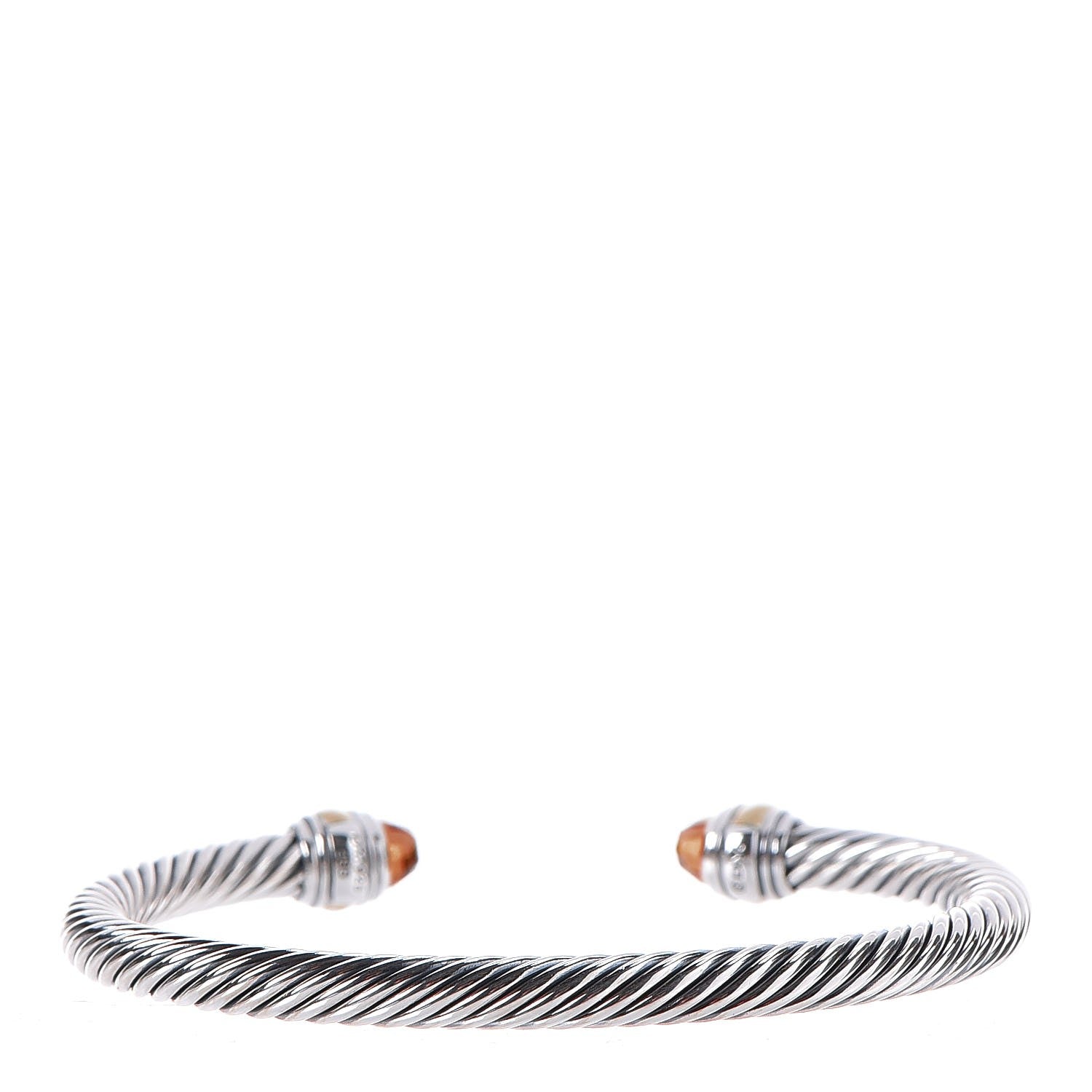 David Yurman Sterling Silver 14K Yellow Gold Citrine 5mm Cable Classics Bracelet M 3 of 6