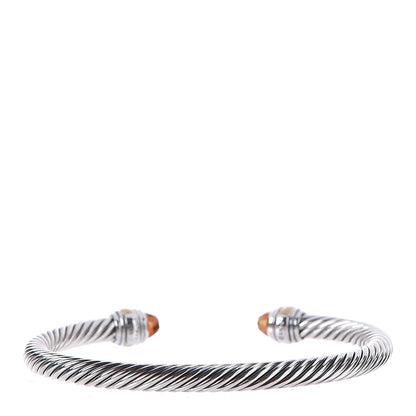 David Yurman Sterling Silver 14K Yellow Gold Citrine 5mm Cable Classics Bracelet M 3 of 6