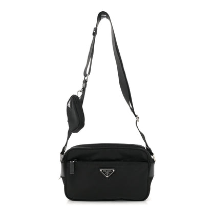 Prada Re-Nylon Vela Saffiano Pocket Double Zip Shoulder Bag Black 1 of 10