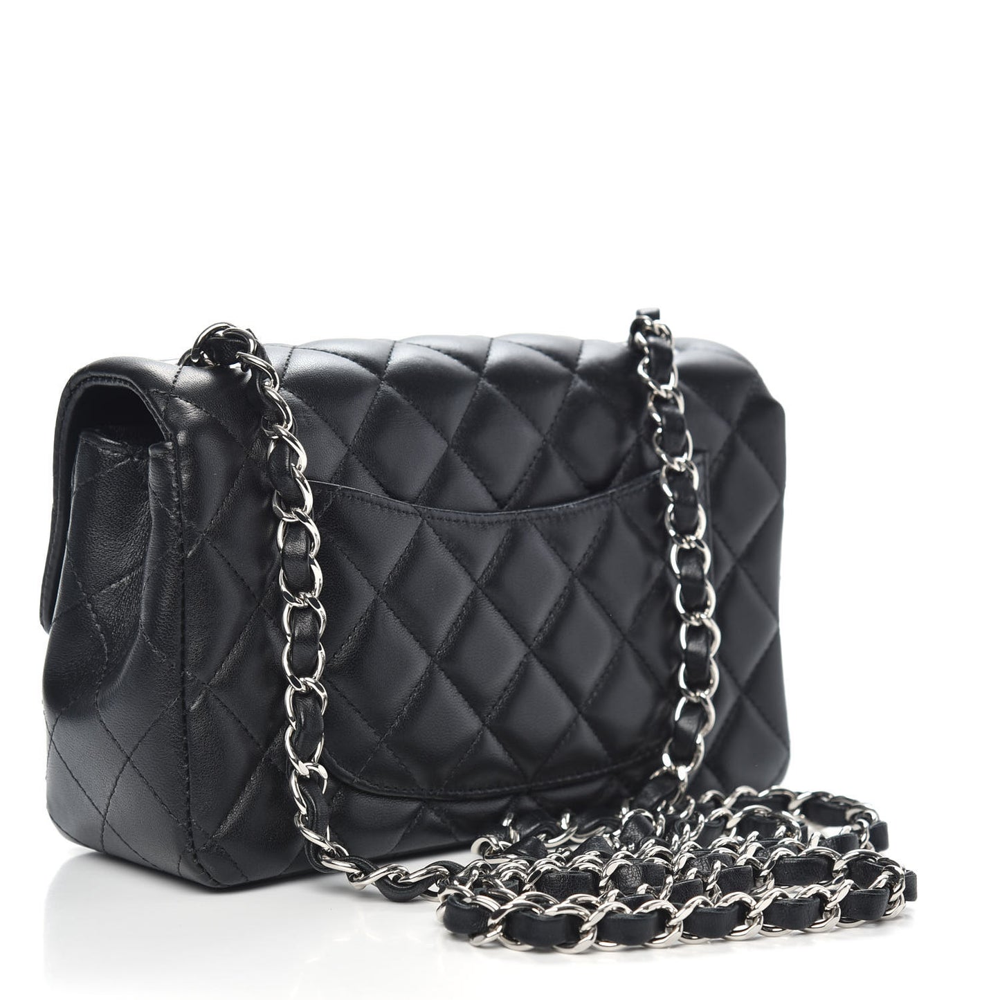 Lambskin Quilted Mini Rectangular Flap Black