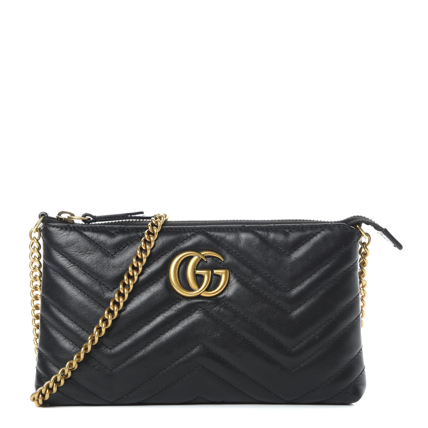 Calfskin Matelasse Mini GG Marmont Chain Bag Black
