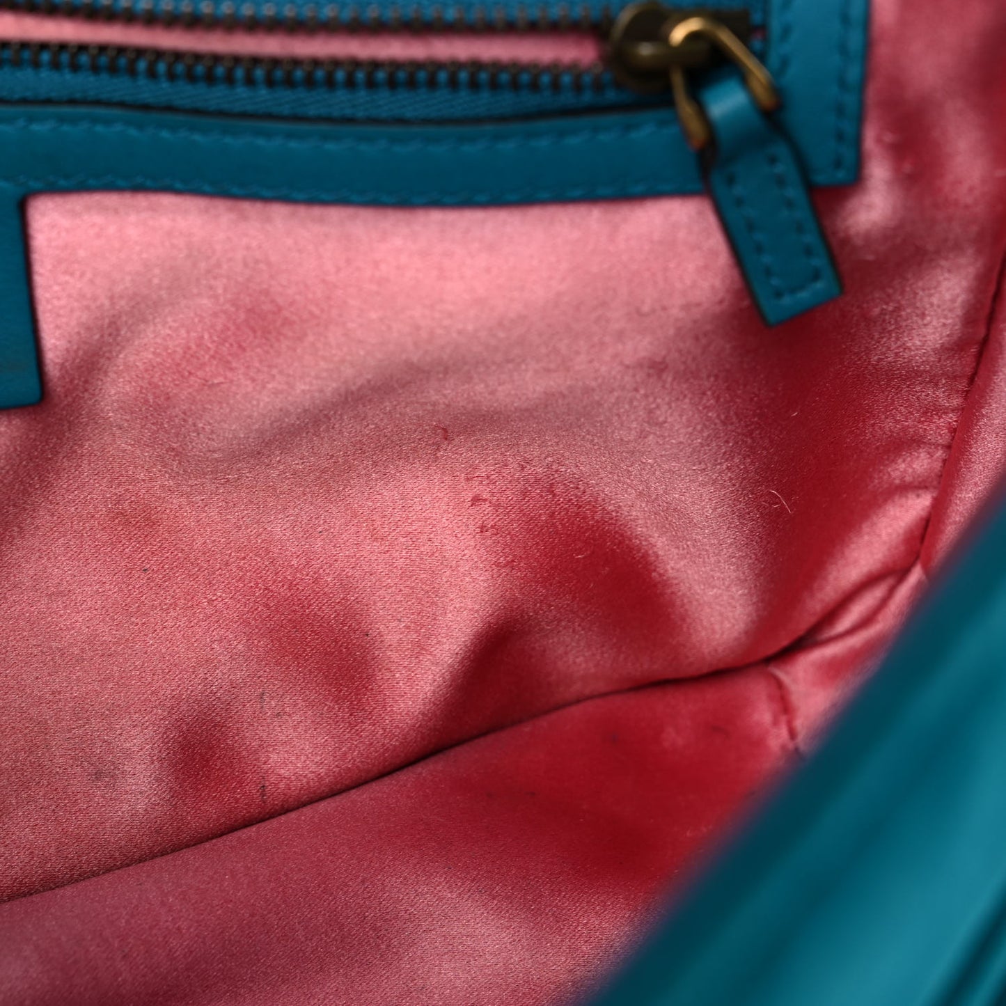 Velvet Matelasse Small GG Marmont Shoulder Bag Pavone Cyan