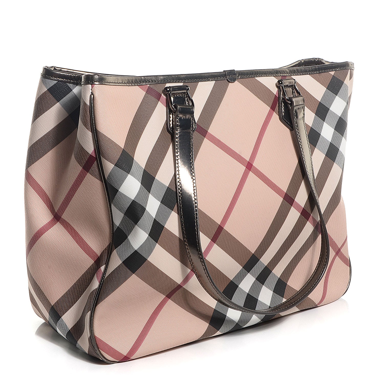 Burberry Metallic Calfskin Nova Check Tote 3 of 9