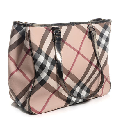 Burberry Metallic Calfskin Nova Check Tote 3 of 9