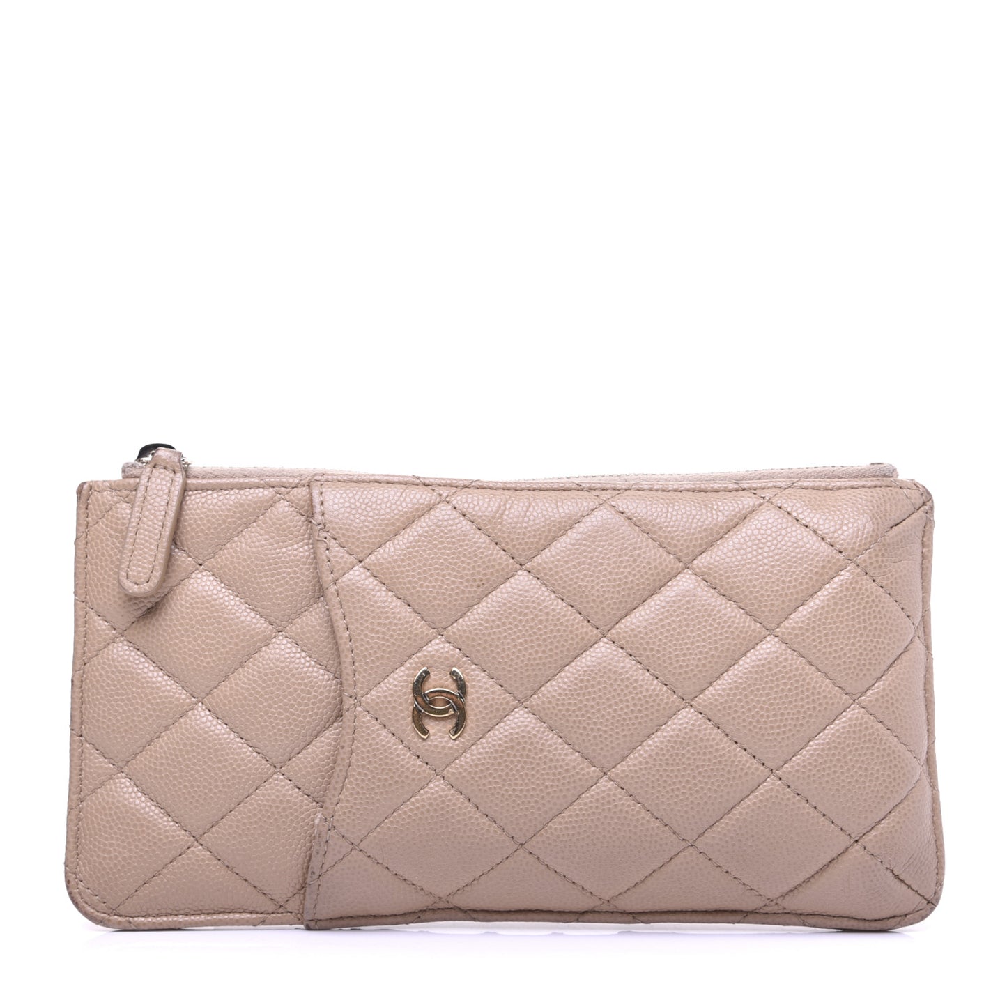 Iridescent Caviar Quilted Classic iPhone Pouch Beige