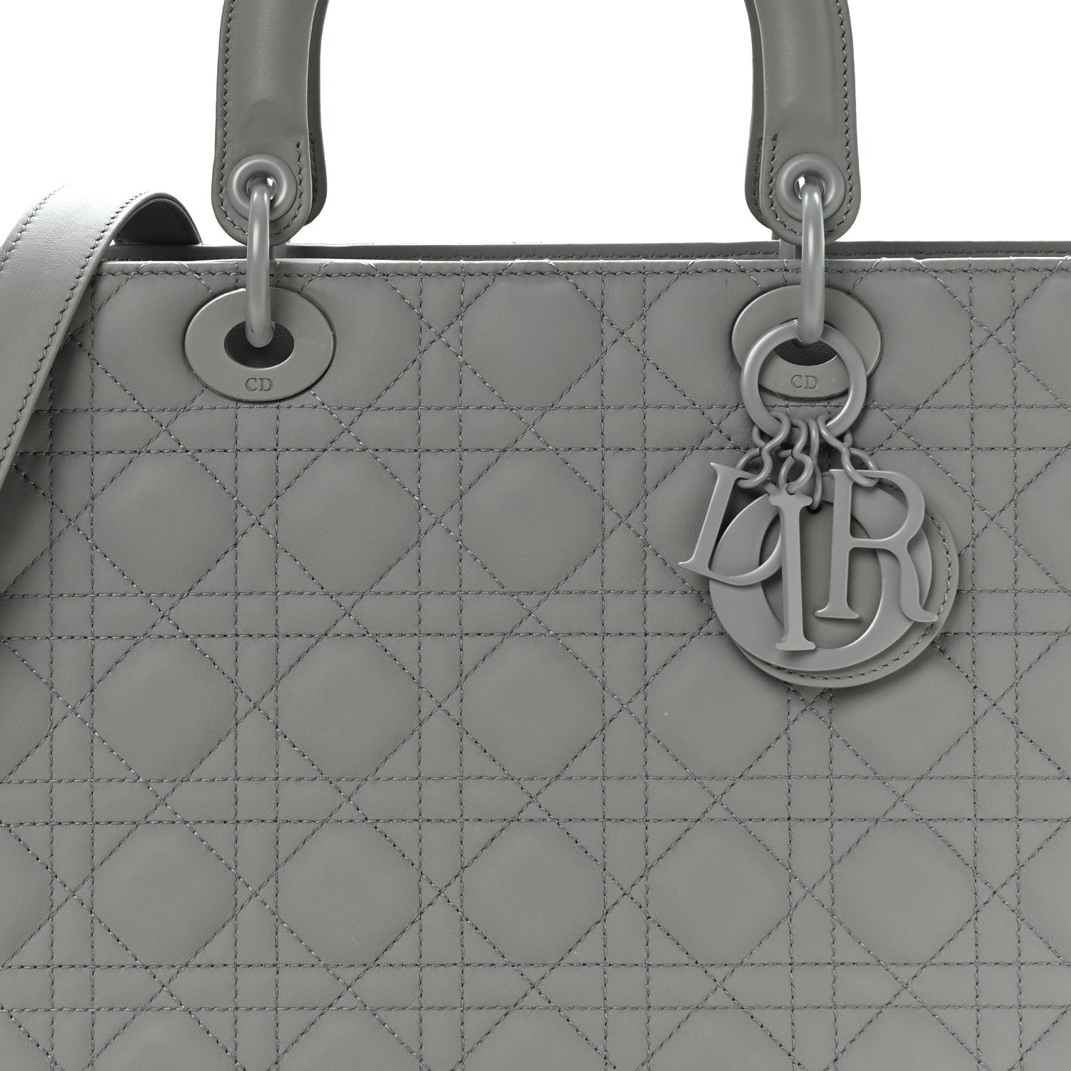 Christian Dior Ultra Matte Calfskin Cannage Large Lady Dior Grey Stone Grey Stone 8 of 10