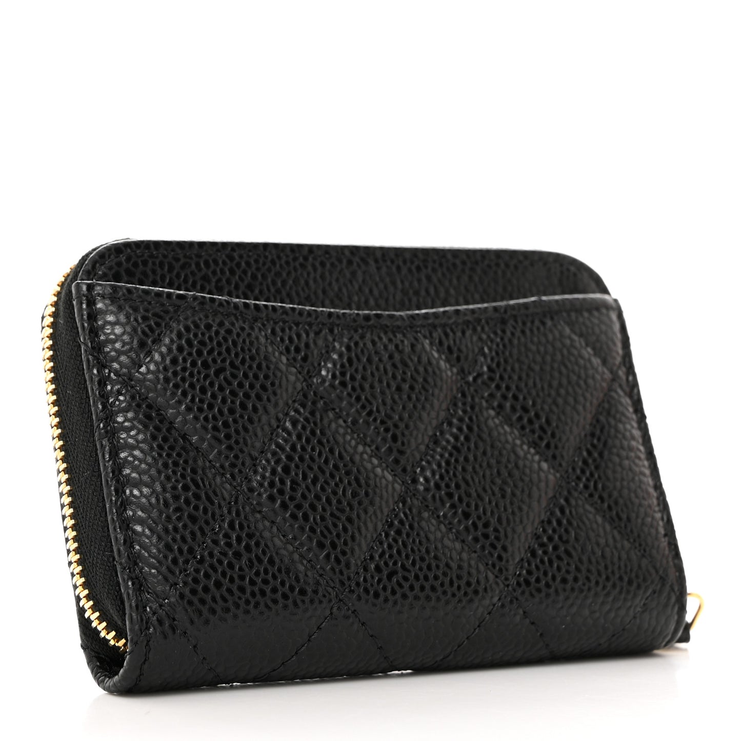Caviar Quilted Zip Coin Purse Black