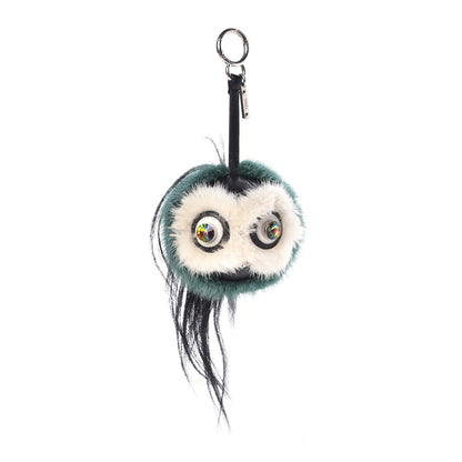 Fendi Mink Goat Fur QuTweet Cucaoo Bag Bug Charm Green White 1 of 4