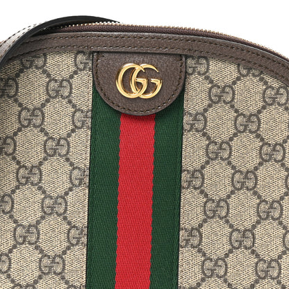 Gucci GG Supreme Monogram Textured Dollar Calfskin Web Small Ophidia Dome Shoulder Bag Beige Ebony New Acero 8 of 10