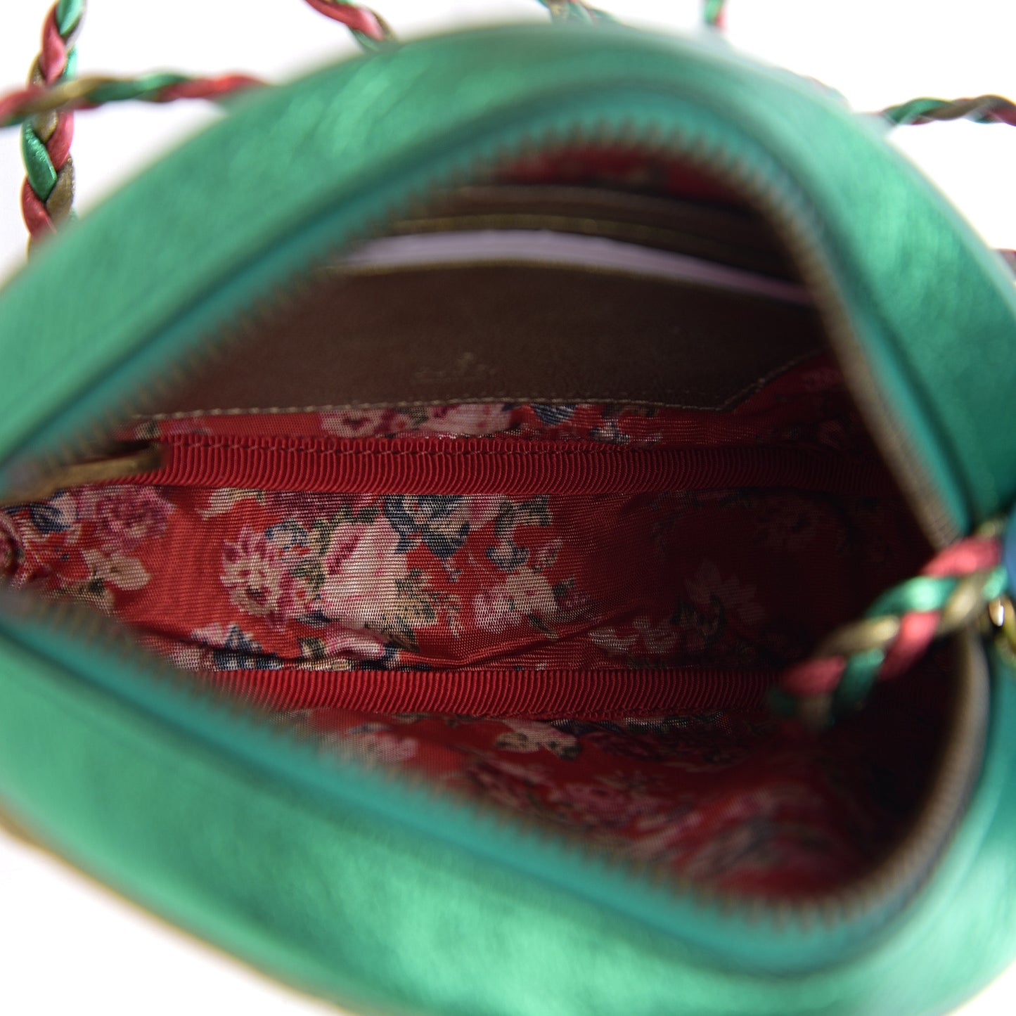 Laminated Nappa Trapuntata Mini Zumi Dome Shoulder Bag Rosso Jasmine Green Rame