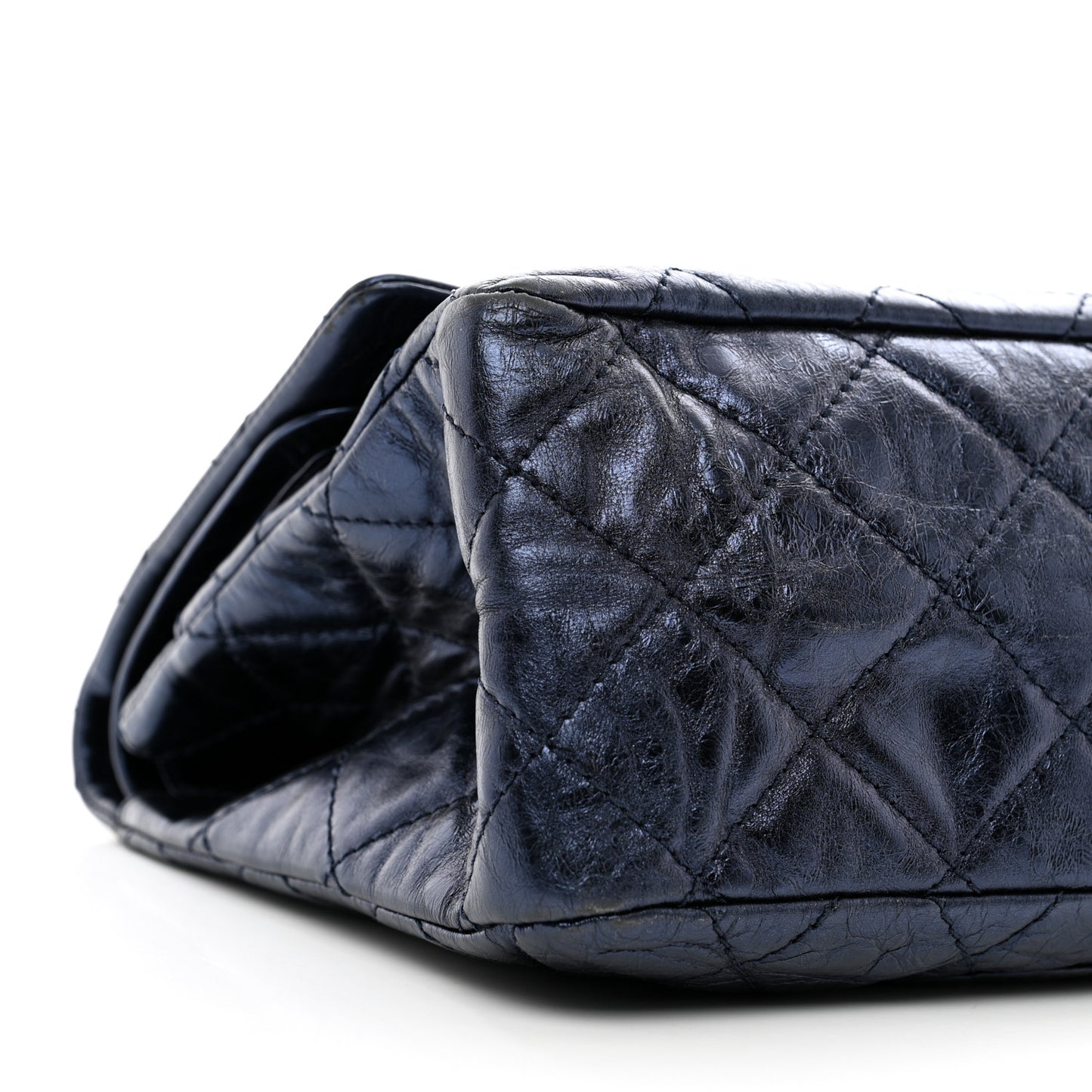 Metallic Aged Calfskin Quilted 2.55 Reissue 228 Flap Blue
