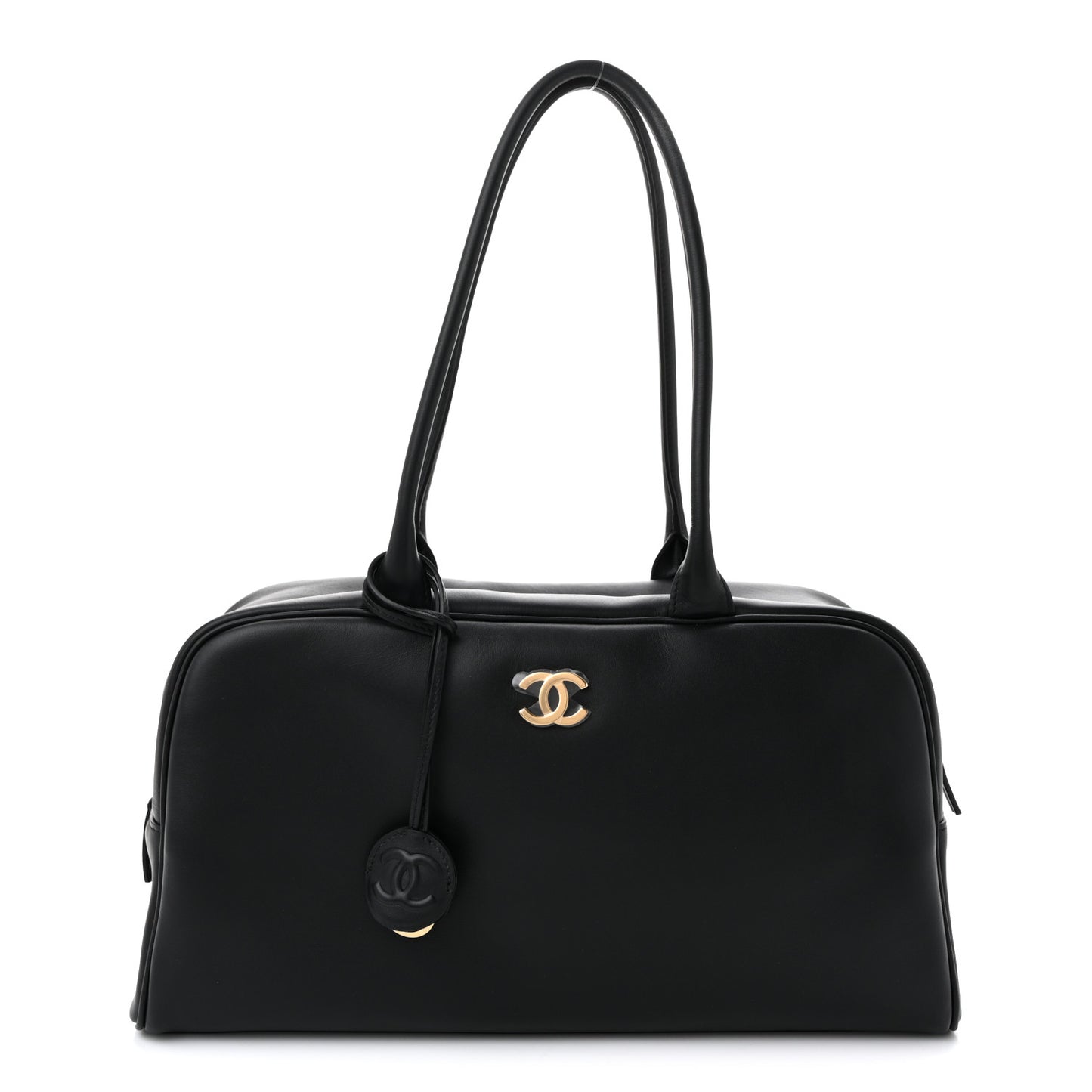 Calfskin Large Perfect Bowling Bag Black