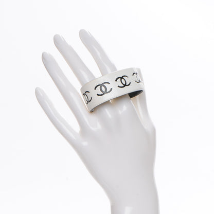 Chanel Resin CC Narrow Cuff White Black 2 of 4