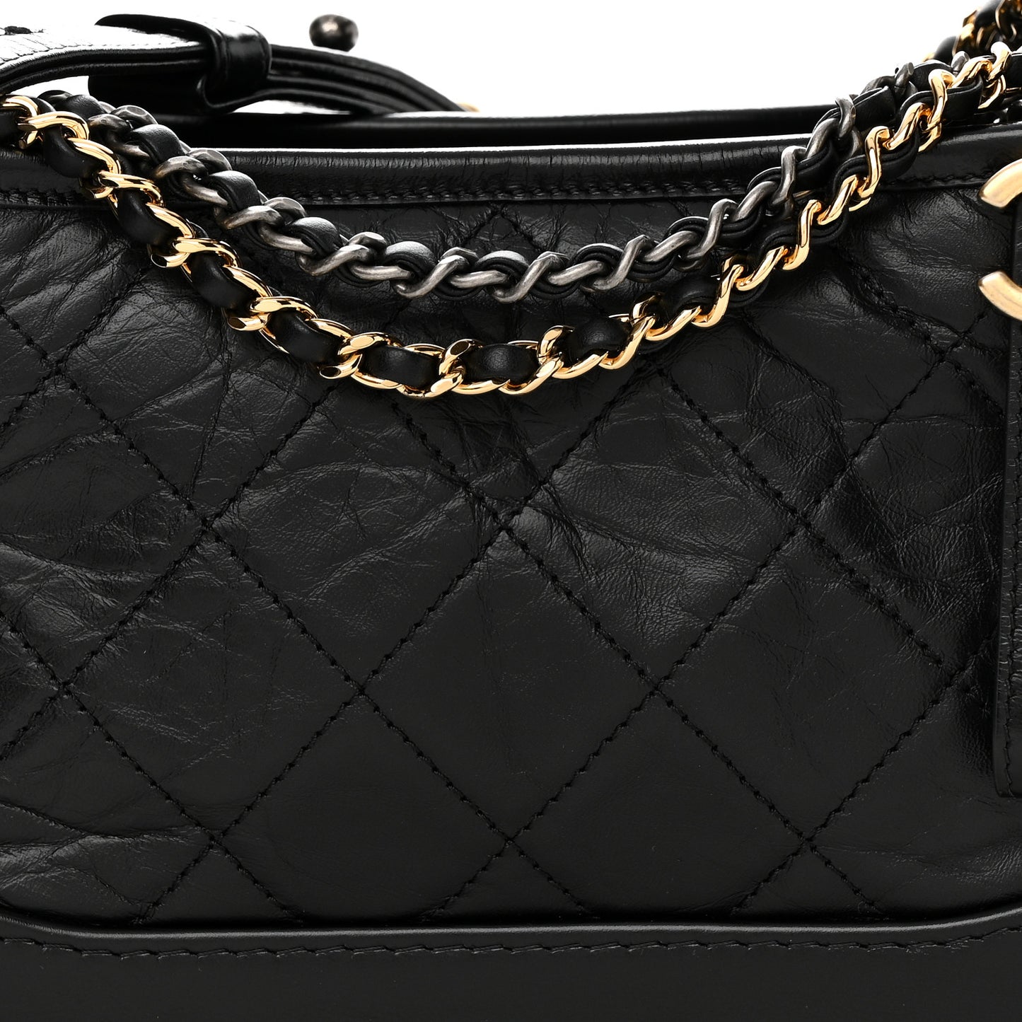 Aged Calfskin Quilted Small Gabrielle Hobo Black