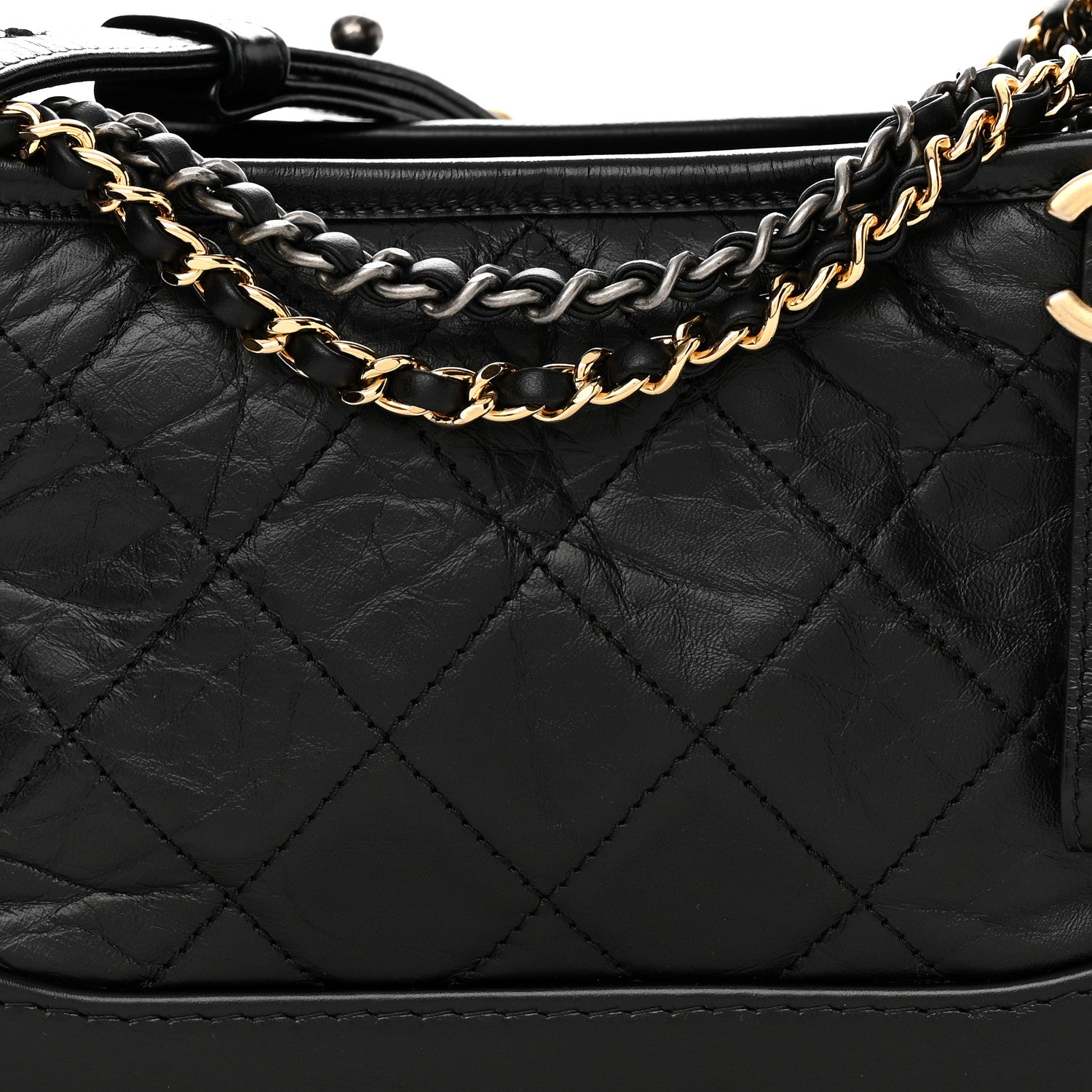 Chanel Aged Calfskin Quilted Small Gabrielle Hobo Black 8 of 10
