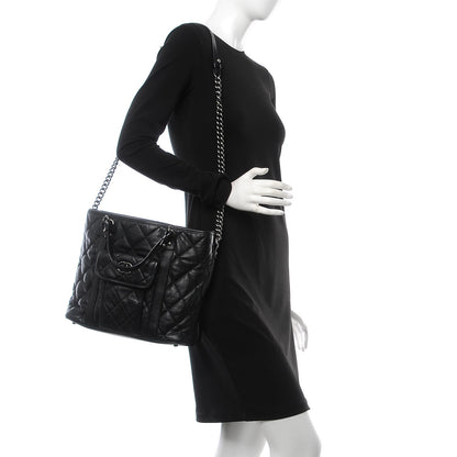 Chanel Calfskin Quilted Small Casual Riviera Tote Black 2 of 12