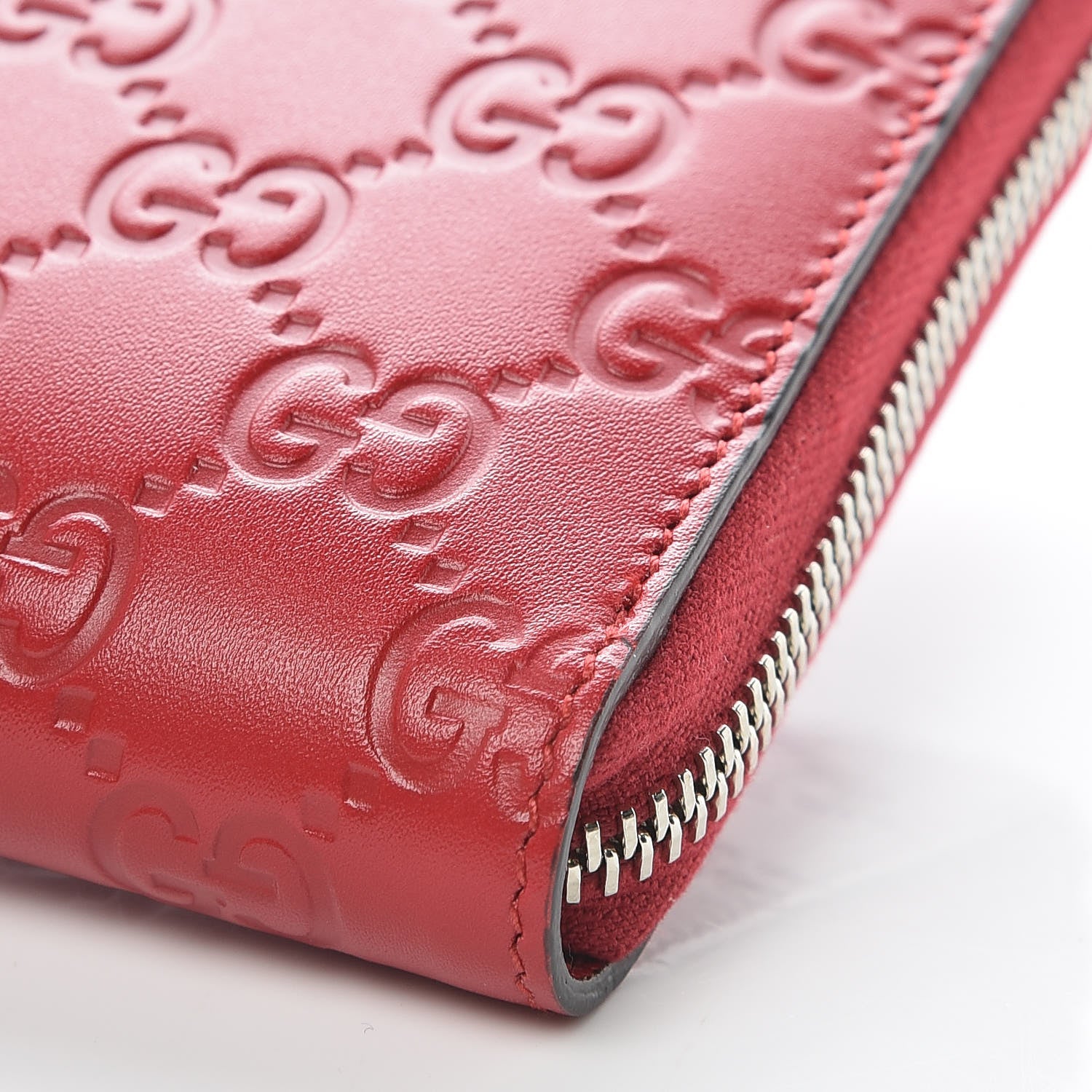 Gucci Guccissima Signature Zip Around Organizer Wallet Hibiscus Red 6 of 10