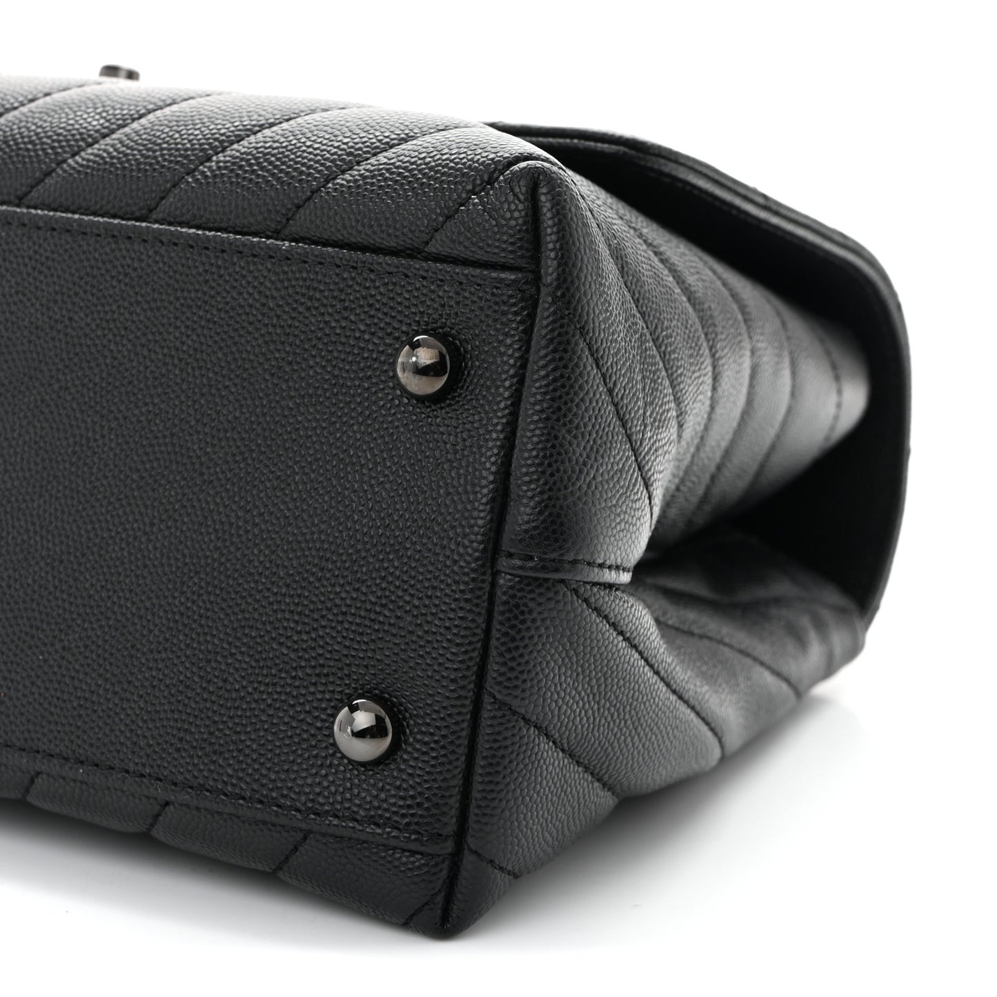 Caviar Chevron Quilted Small Coco Handle Flap So Black