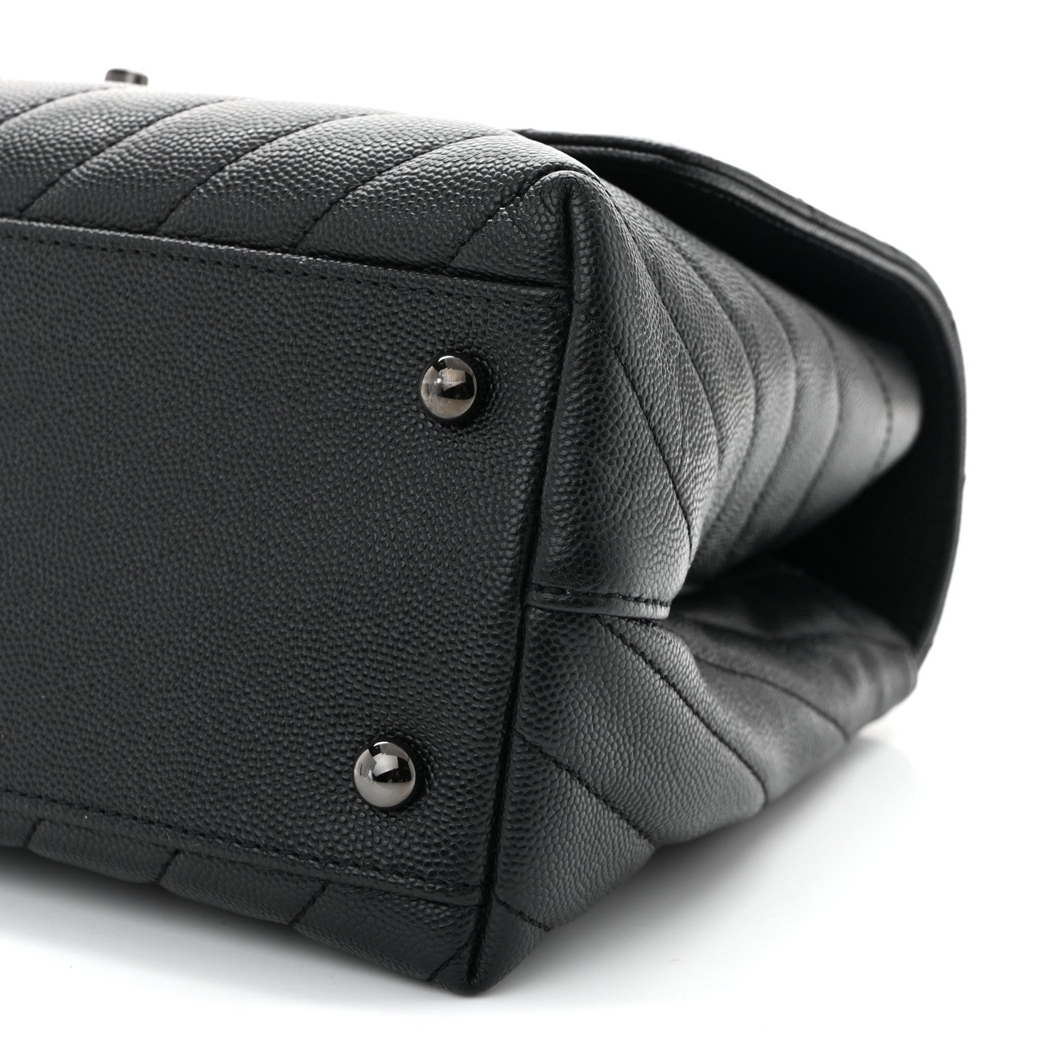 Chanel Caviar Chevron Quilted Small Coco Handle Flap So Black 10 of 10