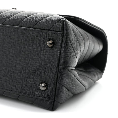 Chanel Caviar Chevron Quilted Small Coco Handle Flap So Black 10 of 10