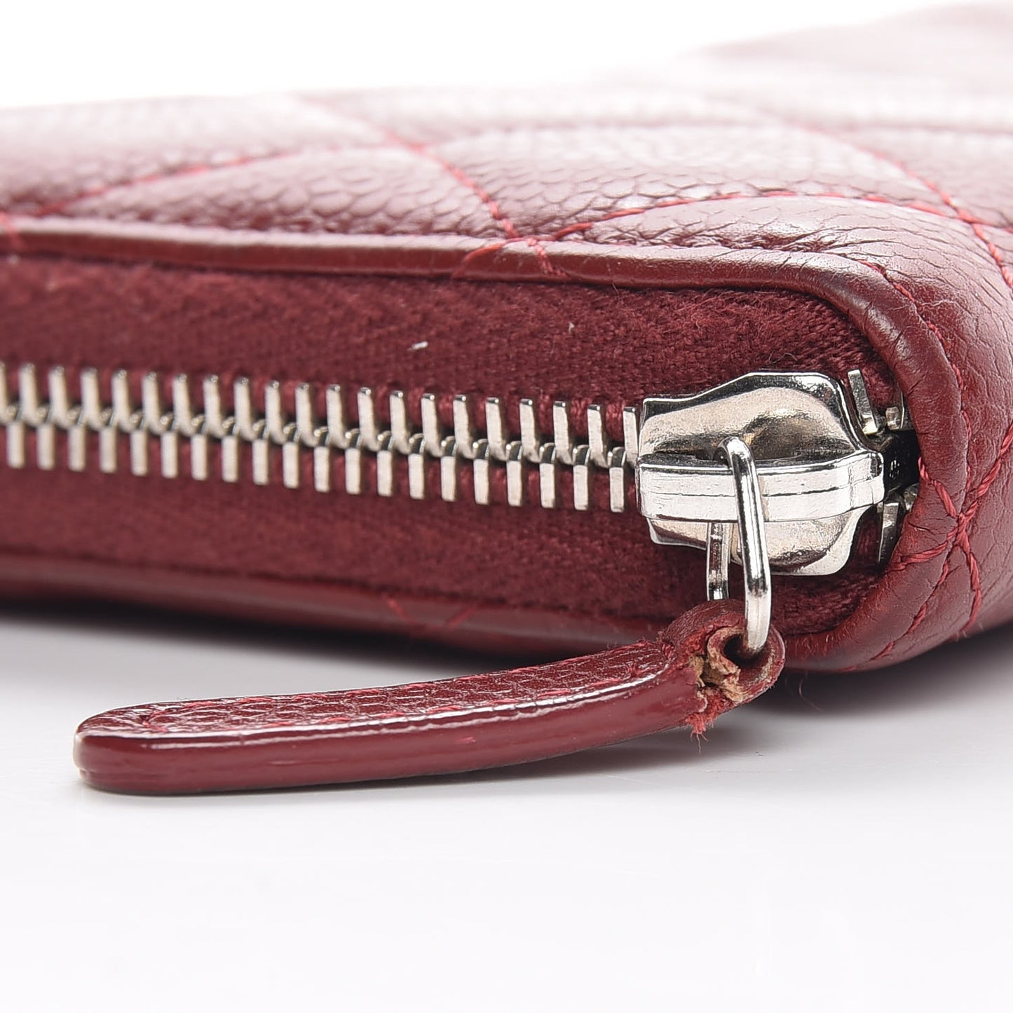 Caviar Quilted Large Gusset Zip Around Wallet Red
