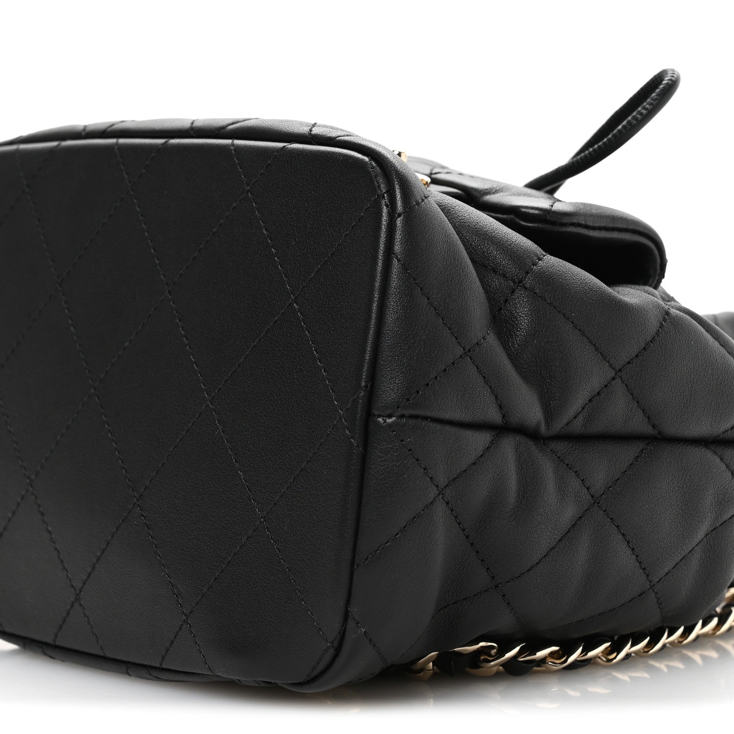 Chanel Lambskin Quilted Double Pocket Drawstring Backpack Black 10 of 10