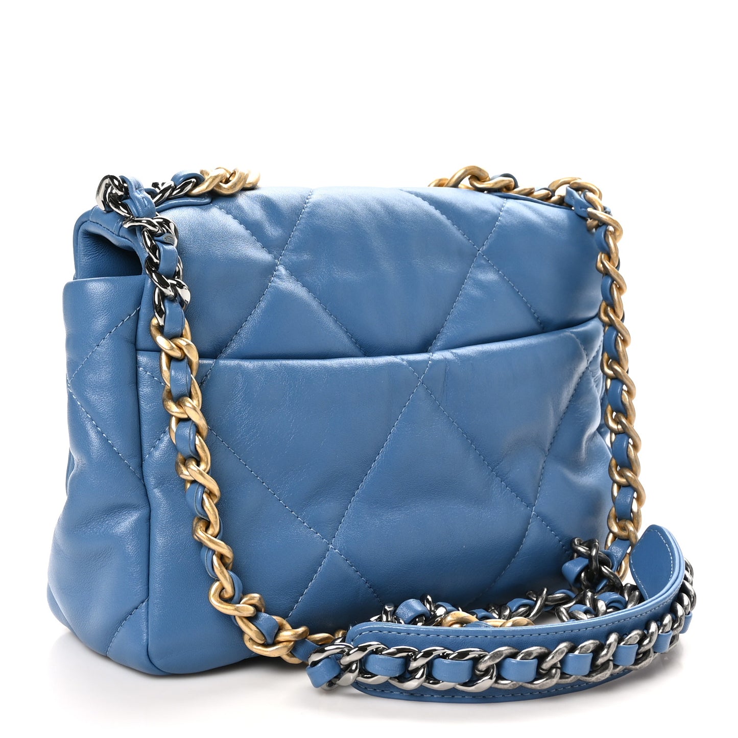 Lambskin Quilted Medium Chanel 19 Flap Blue