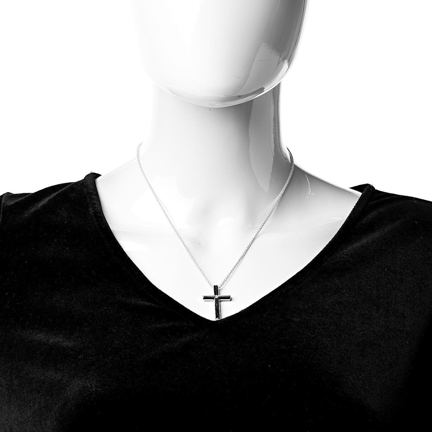 Sterling Silver Diamond Cross Pendant Necklace