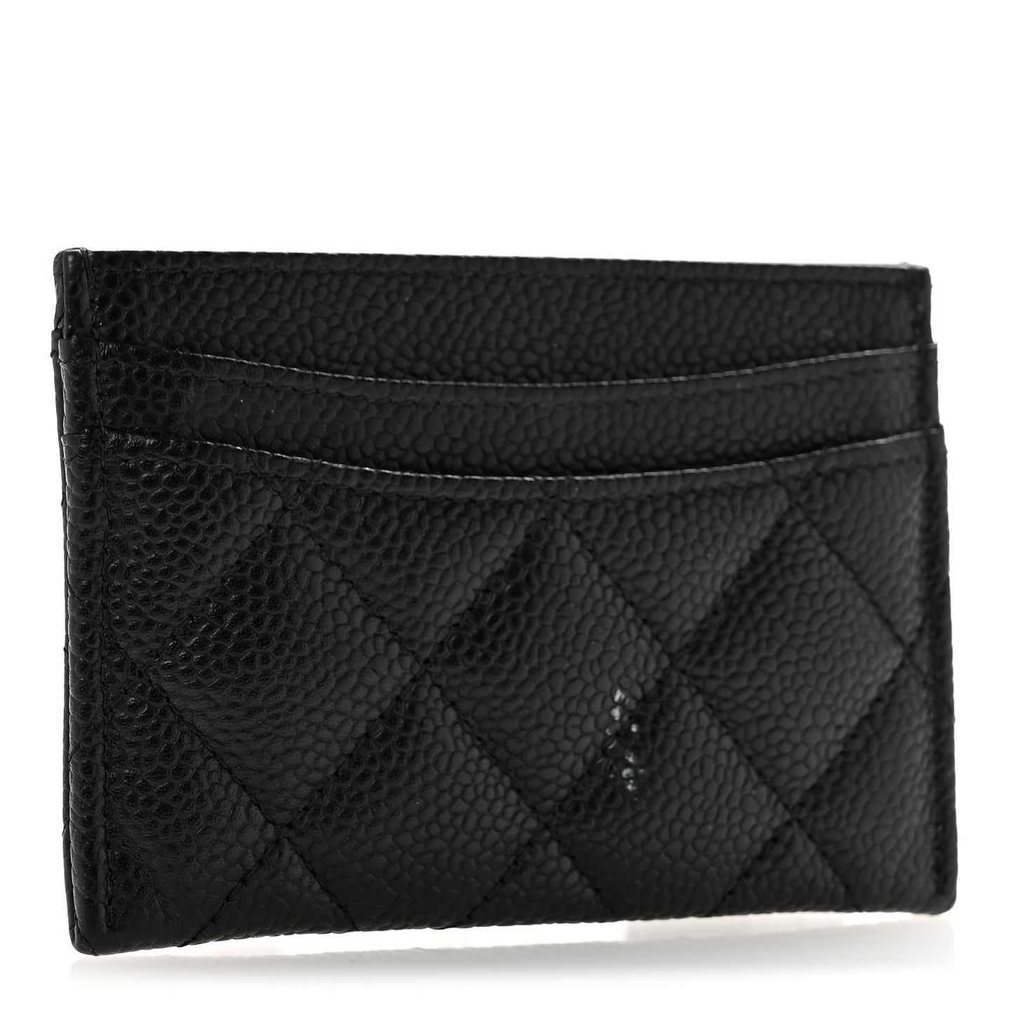 Caviar Quilted Card Holder Black