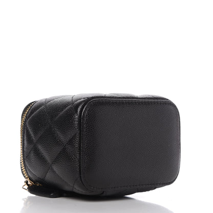 Chanel Caviar Quilted Mini Pearl On Top Vanity Case With Chain Black 4 of 10