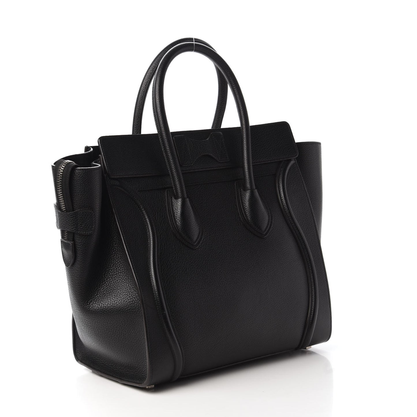 Drummed Calfskin Mini Luggage Black