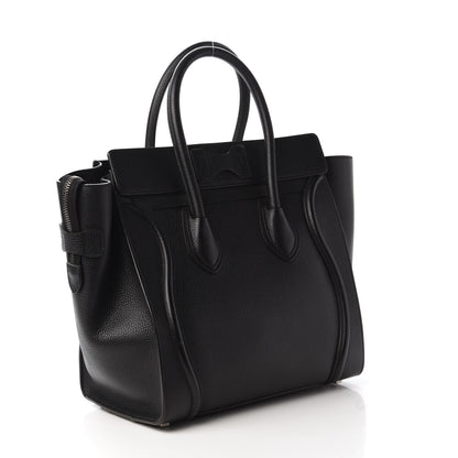 Celine Drummed Calfskin Mini Luggage Black 3 of 9
