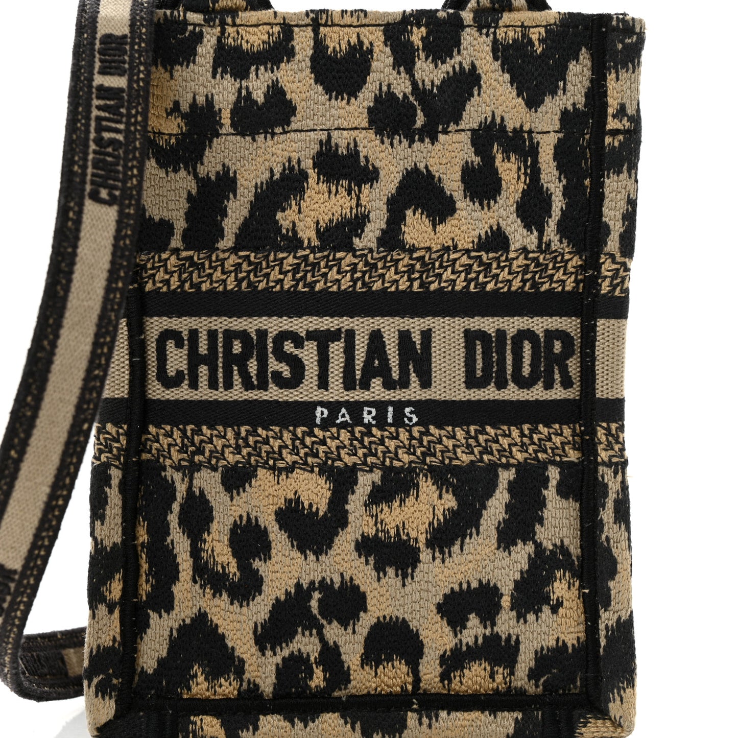 Canvas Mizza Embroidered Mini Book Tote Phone Bag Beige