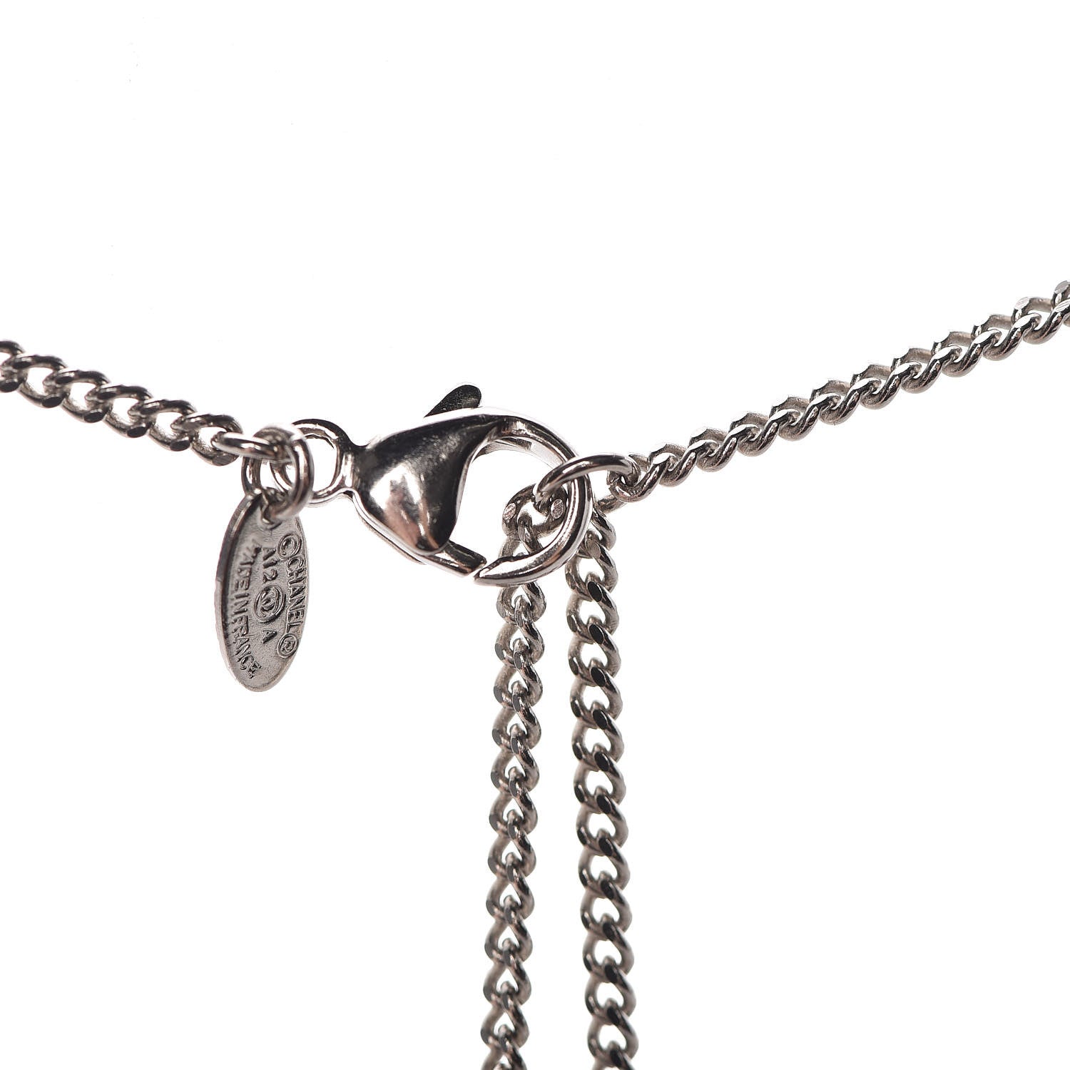 Chanel Crystal CC Drop Necklace Silver 6 of 7