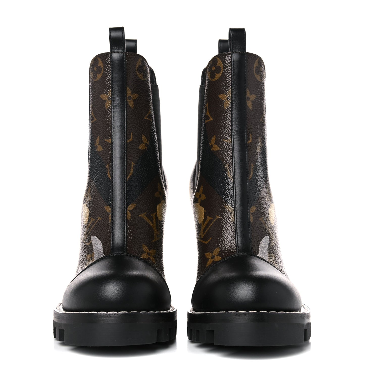 X LOL Calfskin Monogram Star Trail Ankle Boots 35 Gold Silver