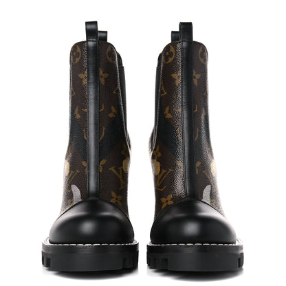 Louis Vuitton X LOL Calfskin Monogram Star Trail Ankle Boots 35 Gold Silver 2 of 9