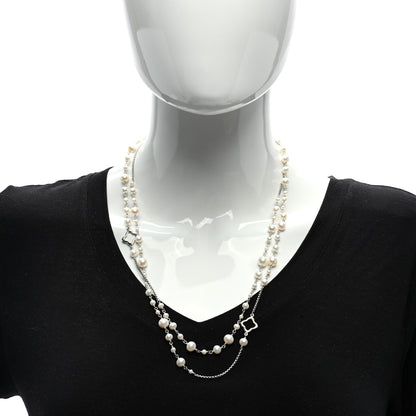 David Yurman Sterling Silver Pearl 7.5mm Quatrefoil Long Chain Necklace 2 of 4