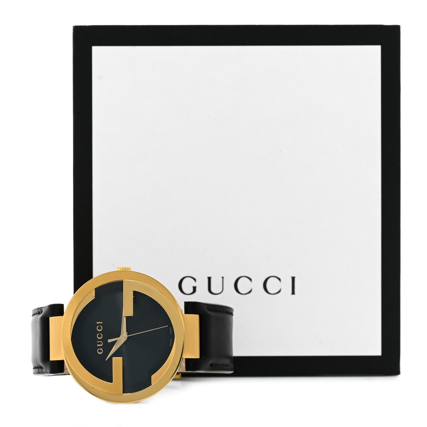 Gucci Stainless Steel Calfskin 42mm Interlocking G Quartz Watch Black 5 of 5